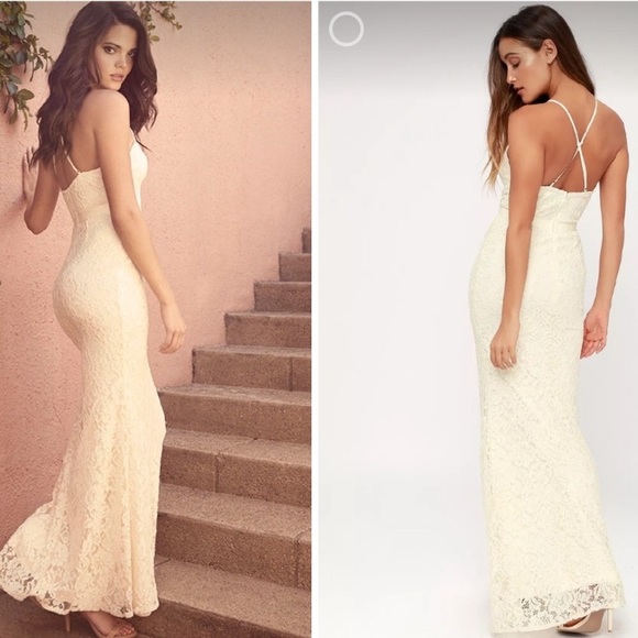 SOLD!! Lulus Zenith Cream Lace Maxi Dress - Picture 2 of 8